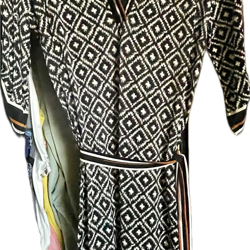 Mlle Gabrielle Black and White Diamond Pattern Dress